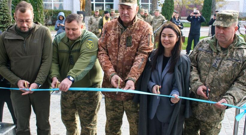 From the right to left shows: Colonel Yevhen Biriukov, Head of the Mine Action Centre; Major General Dmytro Krasylnykov, Commander of the troops of the operational command "North”; Major General Bohdan Bondar, Head of the Administration of the State Service of Ukraine for Transport Safety; and Anastasia Khaleeva, Director of the Directorate for functional development of digitalisation of the MINISTRY DIGITAL TRANSFORMATION