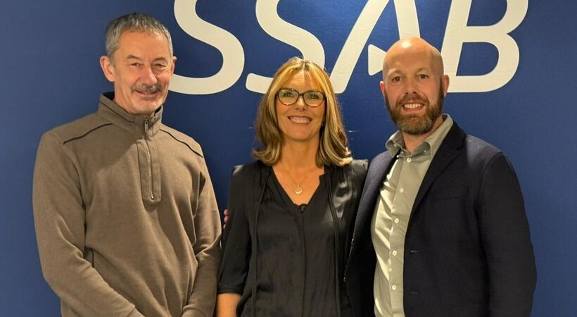 From left to right: John Flood and Janet Flood, Directors Metal Solutions and Dave Williams, Managing Director, SSAB Swedish Steel